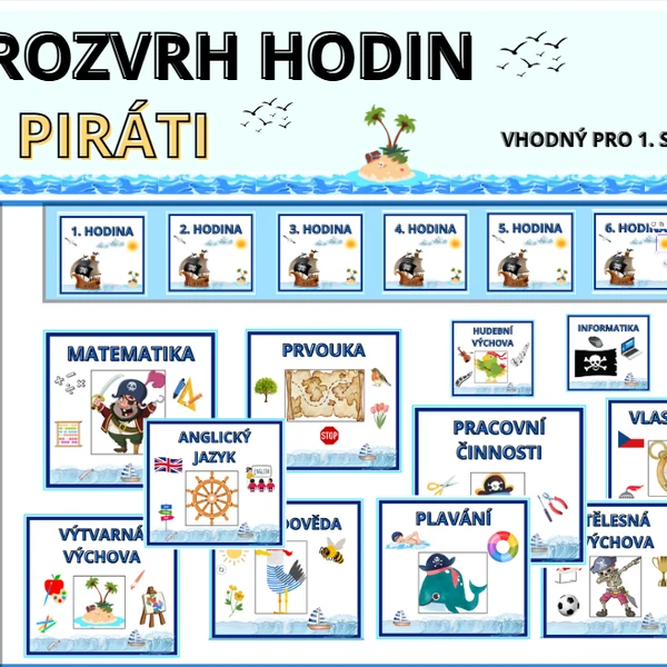 ROZVRH HODIN - PIRÁTI - MOŘE - vhodný pro 1. stupeň ZŠ