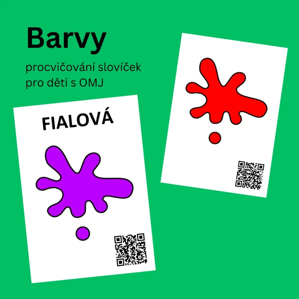Barvy - procvičování slovíček pro děti s OMJ s mluvícími QR kódy