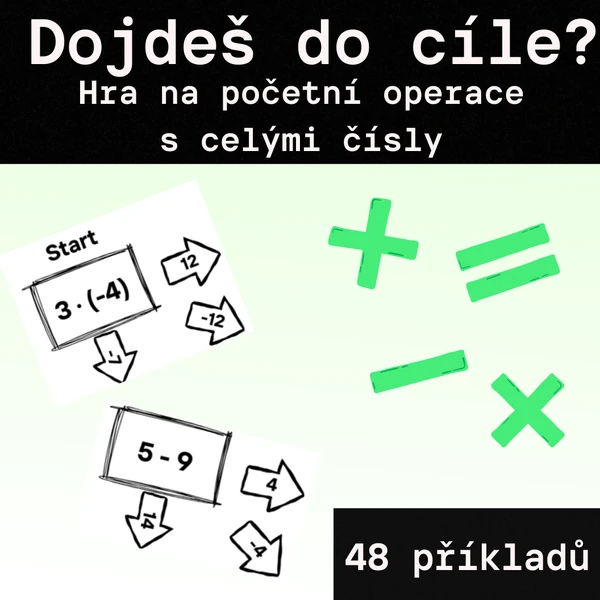Hra - "Dojdeš do cíle?" - sčítání, odčítání, násobení a dělení celých čísel
