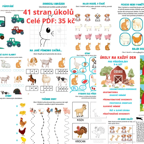 Farmářská zvířátka - mláďátka, obydlí, jídlo...