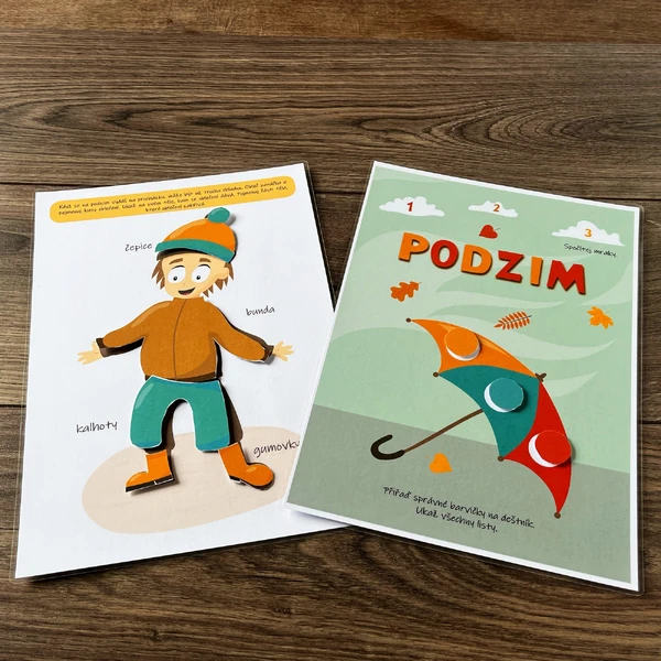 Podzim, aktivity na suchý zip, PDF