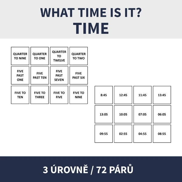 ENG - WHAT TIME IS IT? (PEXESO S ANGLICKÝMI ČASY)