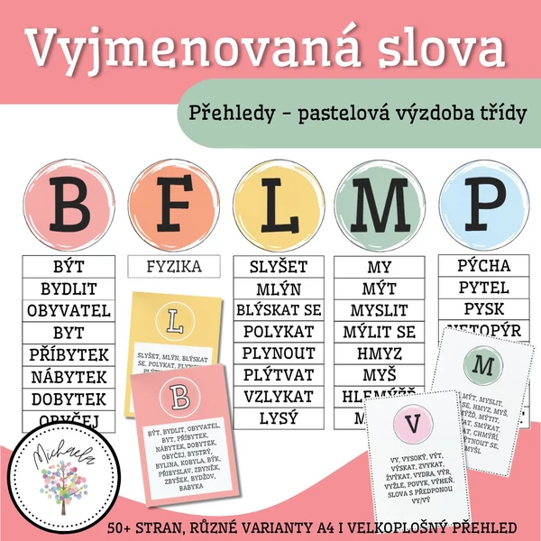 Vyjmenovaná slova - přehled na zeď