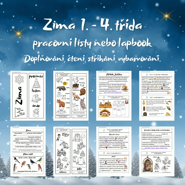 Zima - pracovní listy a lapbook