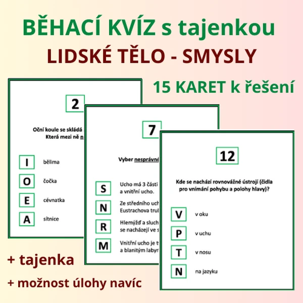 BĚHACÍ KVÍZ s tajenkou – lidské tělo - SMYSLY
