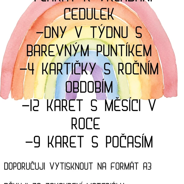 Kalendář s ročním období, počasím, měsíci a dny v týdnu