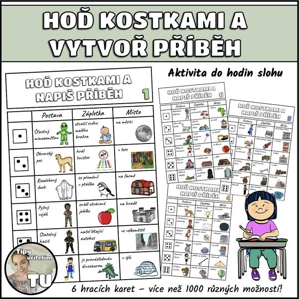 Sloh - hoď kostkami a vytvoř příběh! (psaní + komunikace)