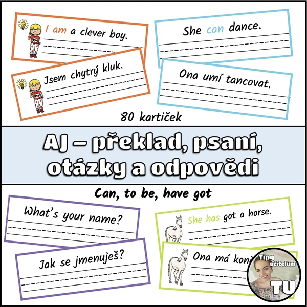 AJ - to be, can, have got, otázky (opis, přiřazování, rozhovor)