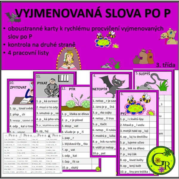 PROCVIČUJEME VYJMENOVANÁ SLOVA PO P