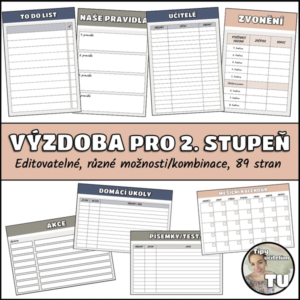 Výzdoba pro 2. stupeň, samospráva, velký balíček (89 stran)
