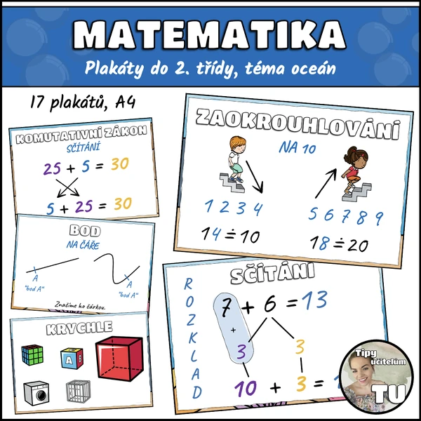 Plakáty do 2. třídy, matematika, téma oceán
