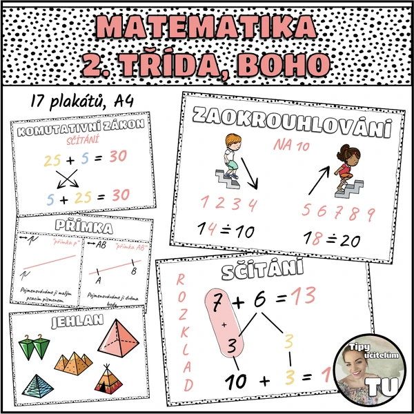 Plakáty do 2. třídy, matematika, Boho téma