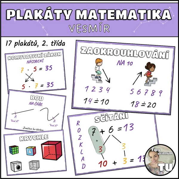Plakáty do 2. třídy, matematika, vesmír