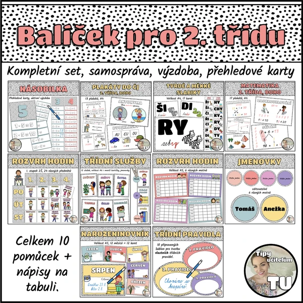 Balíček pro 2. třídu - téma BOHO (11 pomůcek)