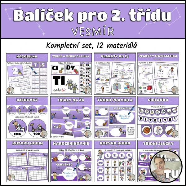 Balíček pro 2. třídu - téma vesmír (12 pomůcek)