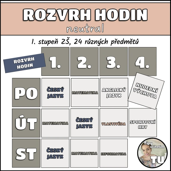 Velký rozvrh hodin - neutral