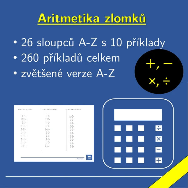 Aritmetika zlomků, 26 sloupců, matematika