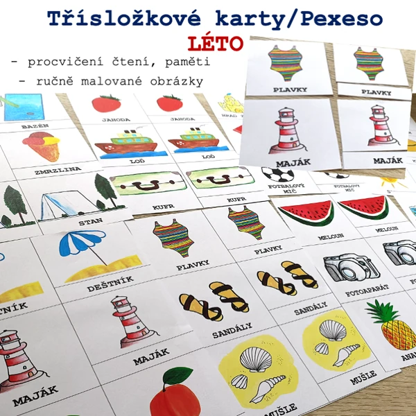 Třísložkové karty/Pexeso - Léto