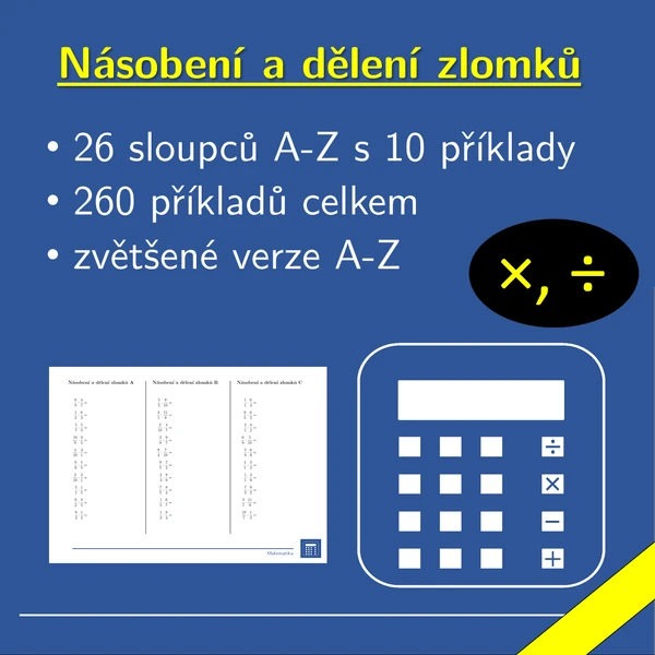 Násobení a dělení zlomků, 26 sloupců, matematika