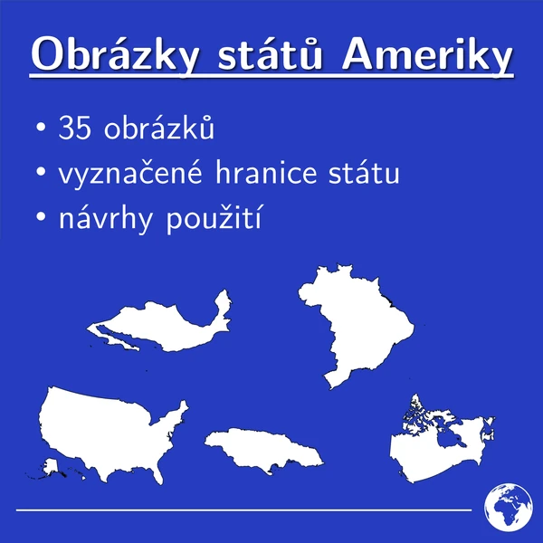 Amerika, Obrázky hranic všech států Ameriky, zeměpis