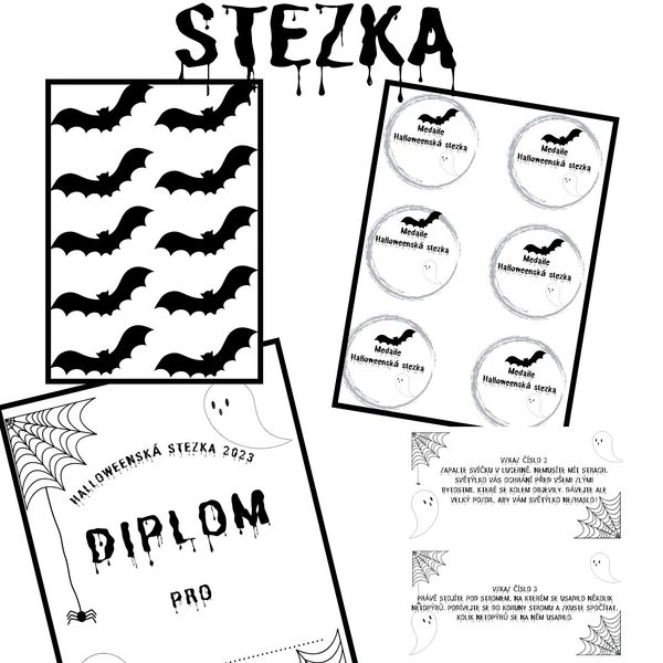 Halloweenská stezka (černobílá k tisku)