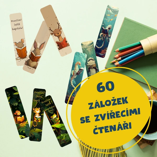 Záložky - zvířátka s knihou