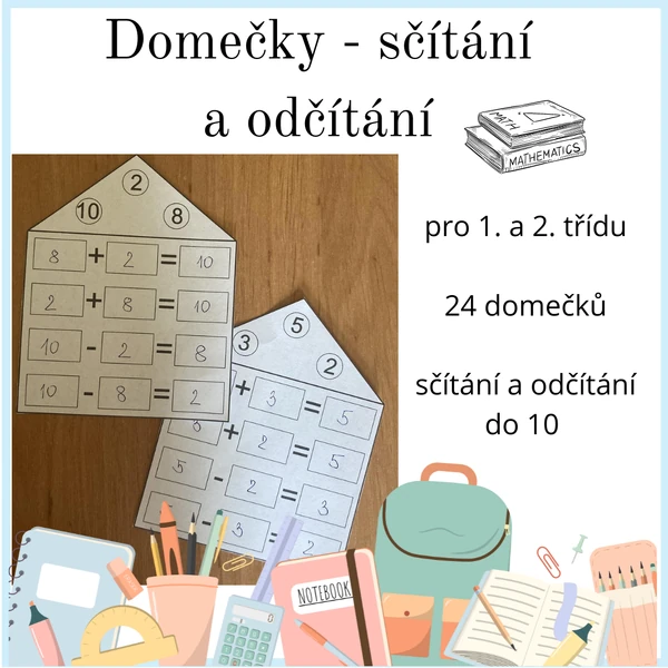Domečky - sčítání a odčítání do 10