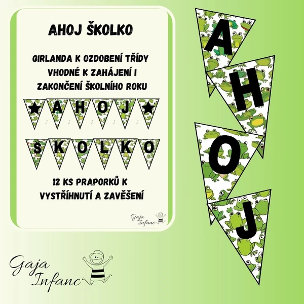 Girlanda- Ahoj školko-žabky