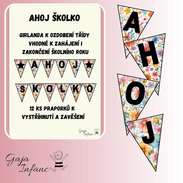 Girlanda- Ahoj školko- květy