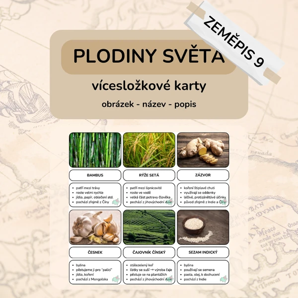 Plodiny světa - třísložkové karty