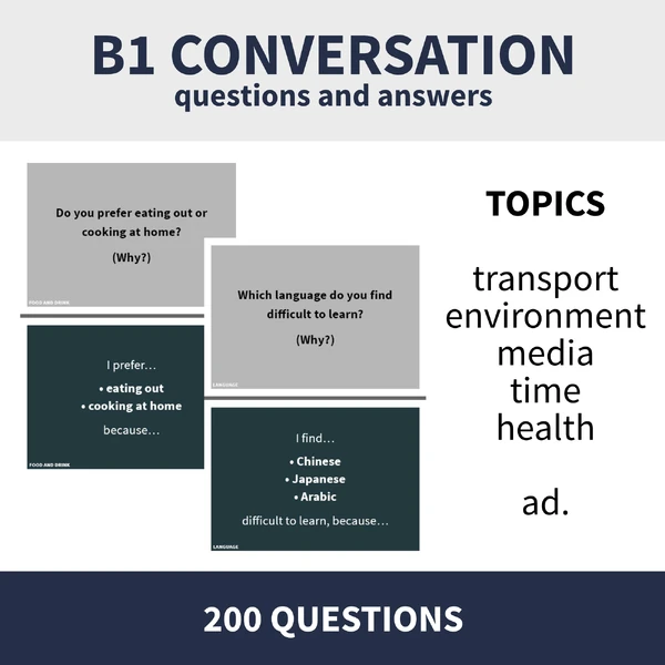 B1 CONVERSATION - VARIOUS TOPICS (sada otázek a odpovědí na různá témata)