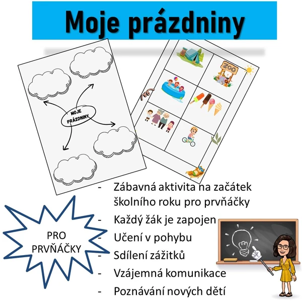 Zážitky z prázdnin - pátračka, vzpomínky, omalovánka 