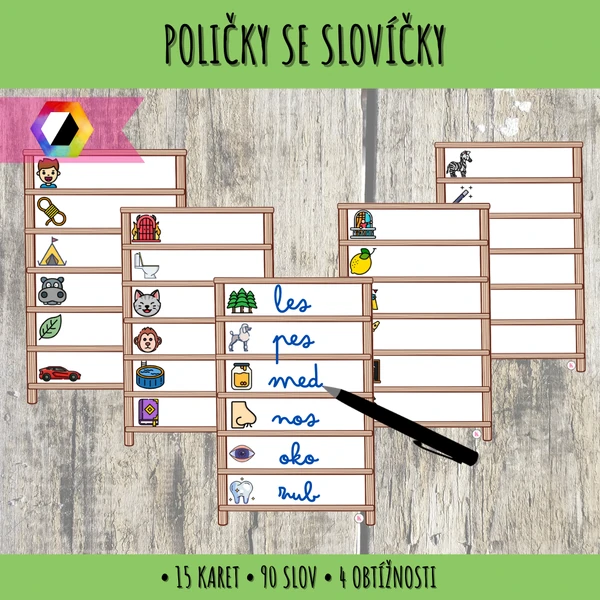 Poličky se slovíčky - trénink psaní