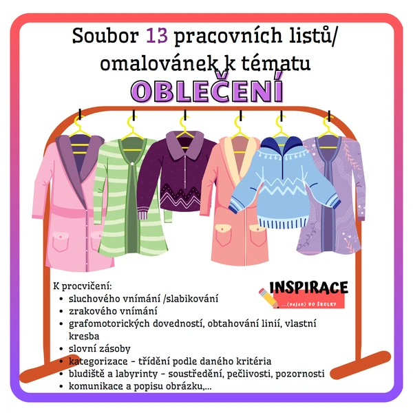 Pracovní listy na téma OBLEČENÍ