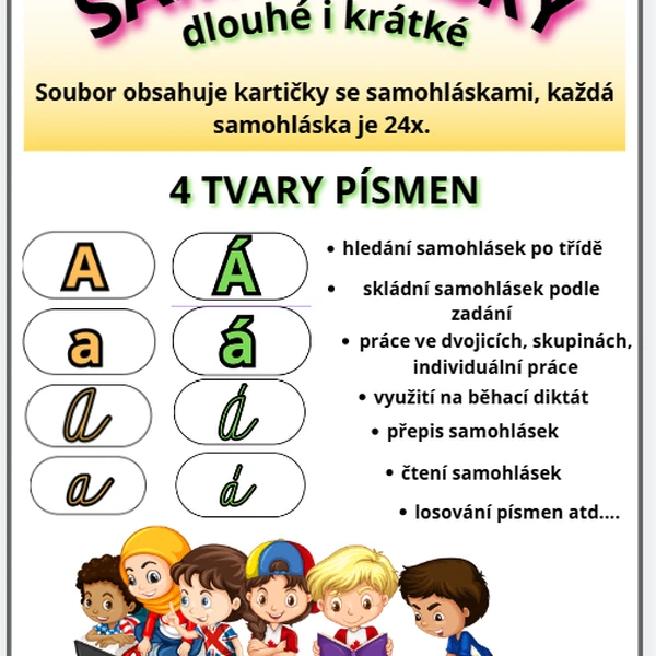 SAMOHLÁSKY - 4 TVARY- KARTIČKY