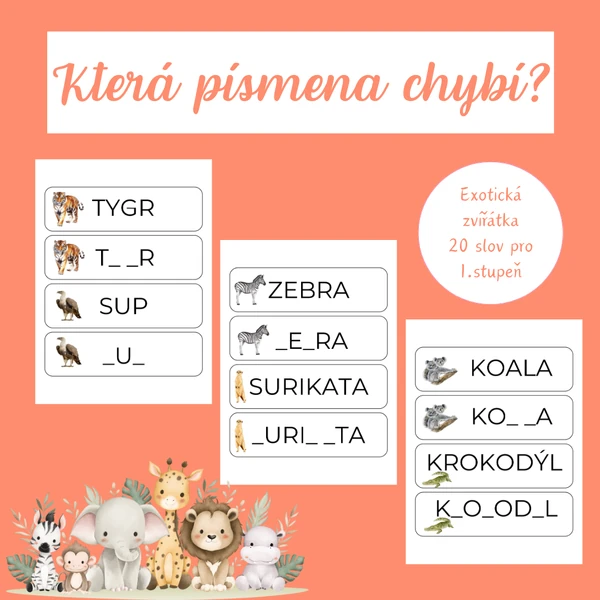 Která písmenka chybí - ZOO