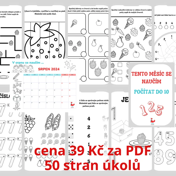 Tento měsíc se naučím počítat do 10 s motivační tabulkou a odznáčky