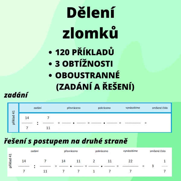 Zlomky - dělení - pruhy