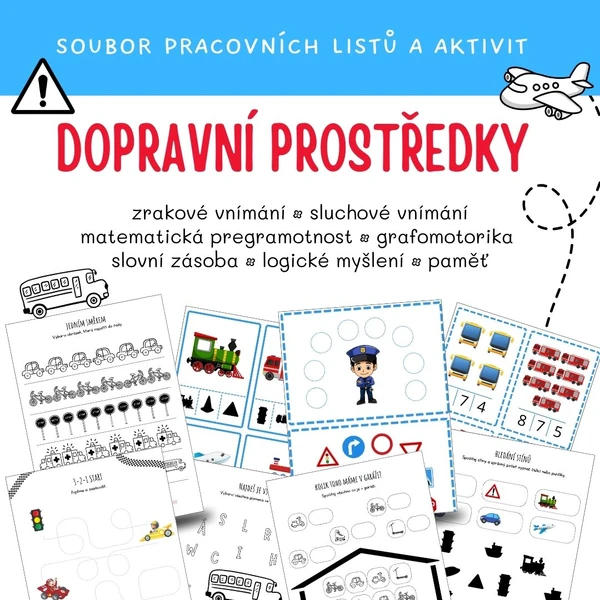 Dopravní prostředky - sada pracovních listů a aktivit
