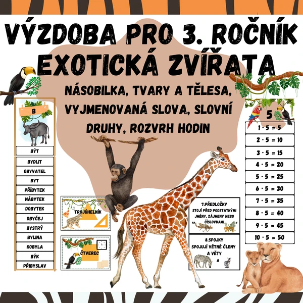 Exotická zvířata - výzdoba pro 3. ročník