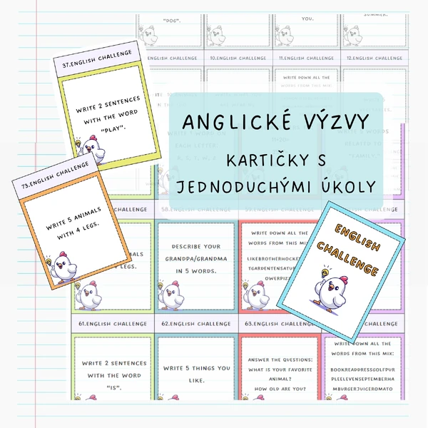 English challenge - kartičky s úkoly