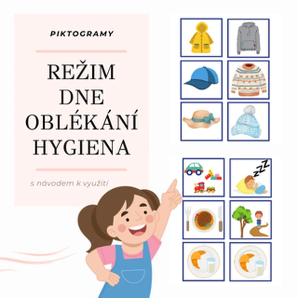 PIKTOGRAMY - REŽIM DNE, OBLÉKÁNÍ A HYGIENA
