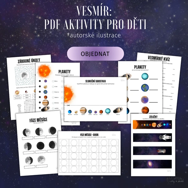 PDF aktivity pro děti: VESMÍR - s autorskými ilustracemi