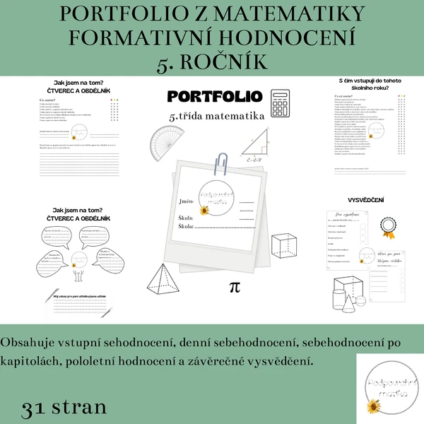Portfolio z matematiky, formativní hodnocení - 5. ročník