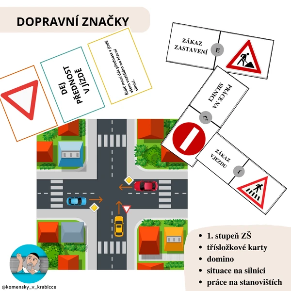 Dopravní značky (třísložkové karty, domino, situace na silnici)