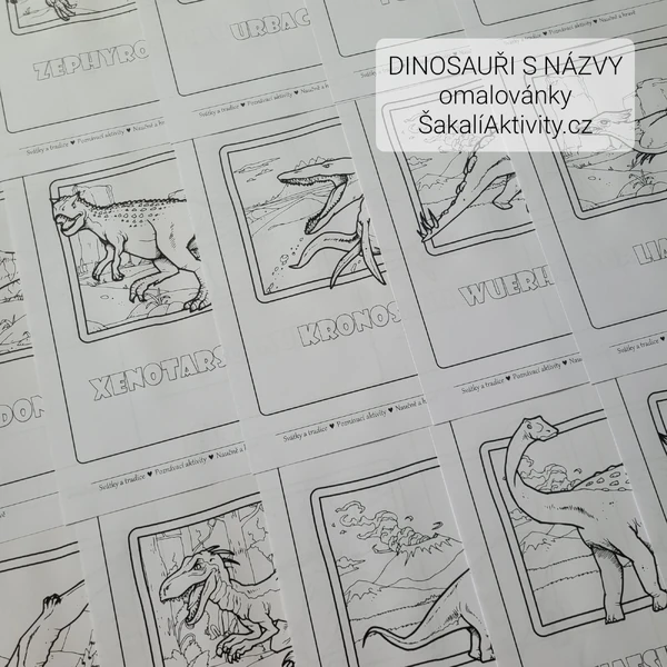 Dinosauři s názvy - omalovánky 