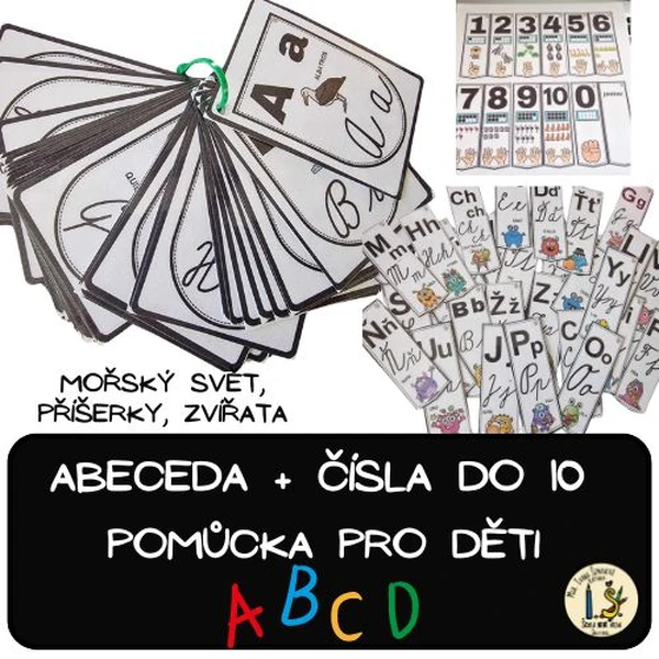 ABECEDA, ČÍSLA - kartičky, přívěsek