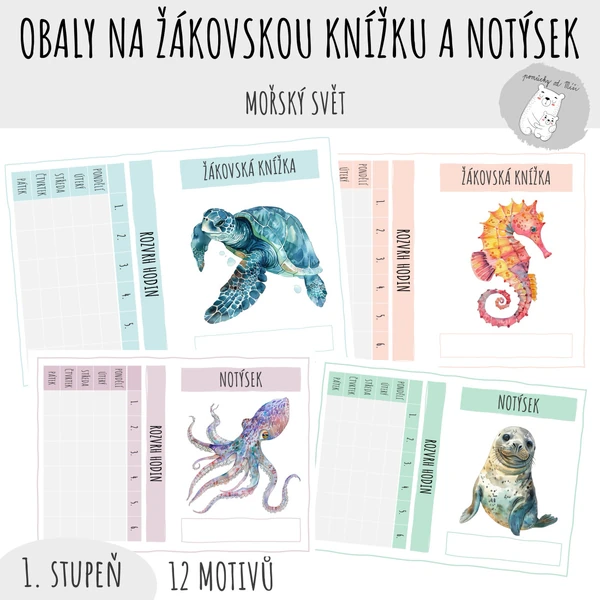 Obaly na ŽK a notýsek - mořský svět