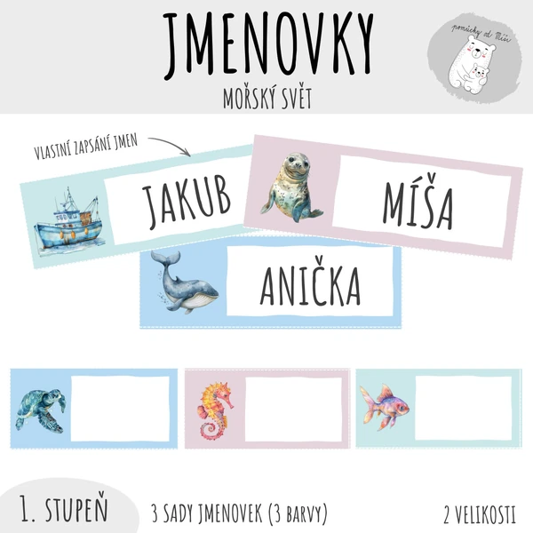 Jmenovky - mořský svět