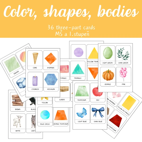 Three-part cards - COLOR, SHAPES, BODIES